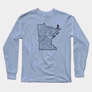 Get Lost Hiking Topographic Art Hike Minnesota State Map Long Sleeve T-Shirt